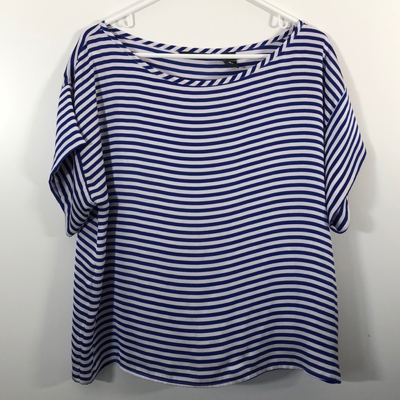 New York & Company Tops - New York & Co Blue White Striped Blouse